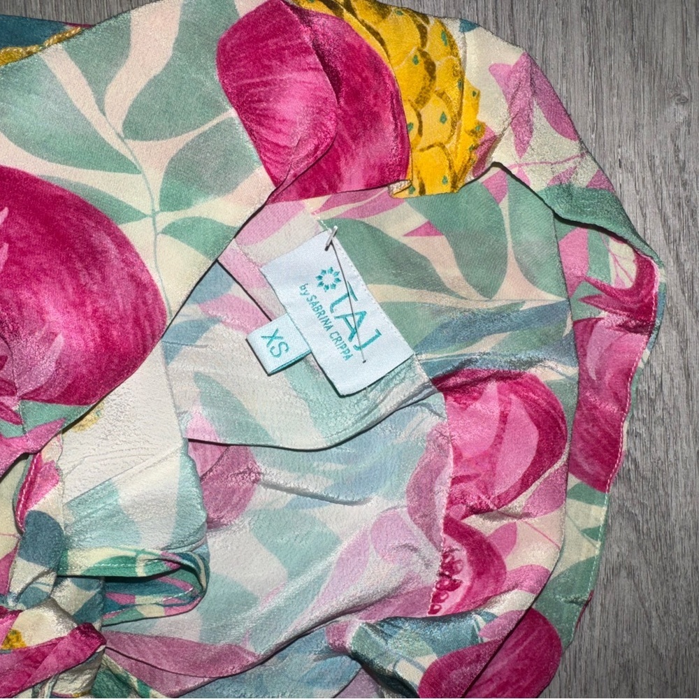 TAJ Sabrina Crippa Fruit Print Satin Maxi Dress XS - Picture 5 of 7